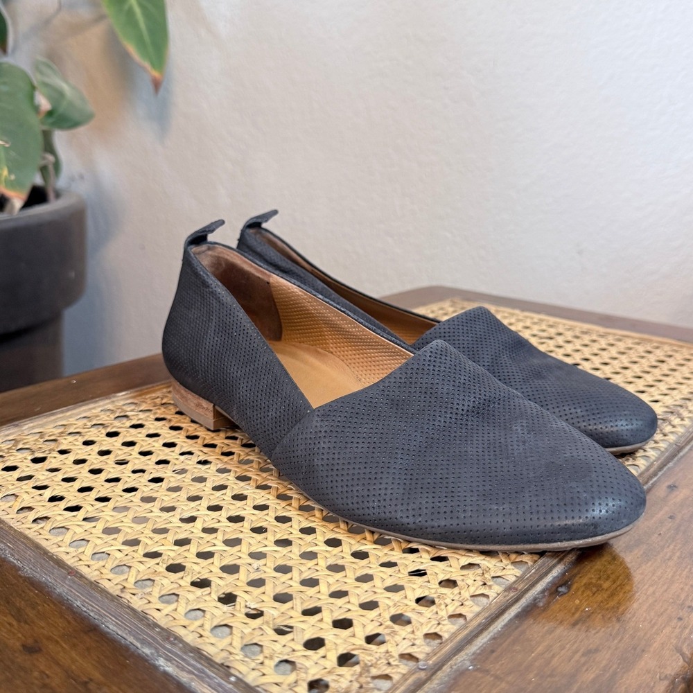 Paul Green Womens Black‎ Leather Slip On Loafer Flats Size 7.5  UK 5